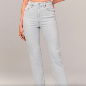 Abercrombie & Fitch The Ankle Straight Ultra High Rise Light Blue